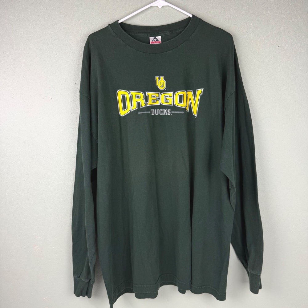 Alstyle Oregon Ducks Mens XXL Green Long Sleeve Graphic T-Shirt Cotton NCAA